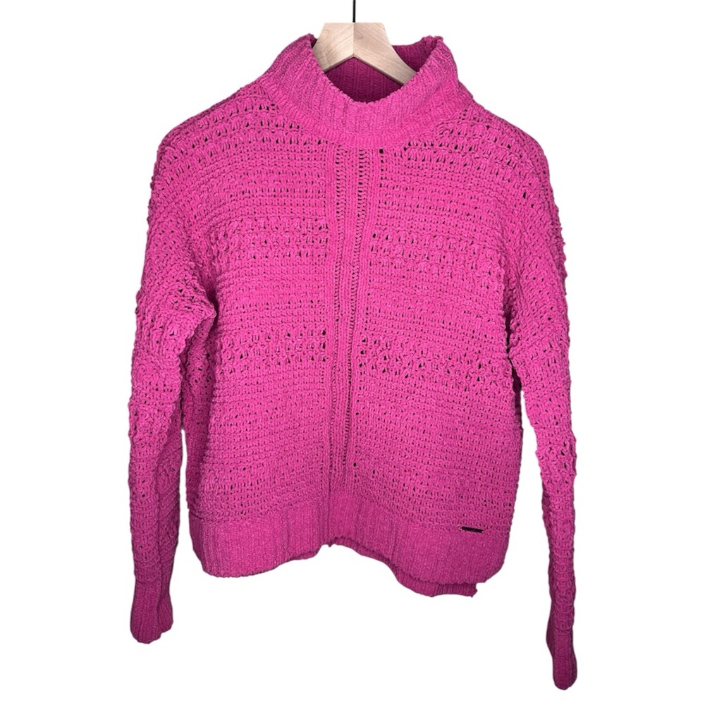 Abercrombie & Fitch Hot Pink Chenille Mock Neck Sweater - Size Medium